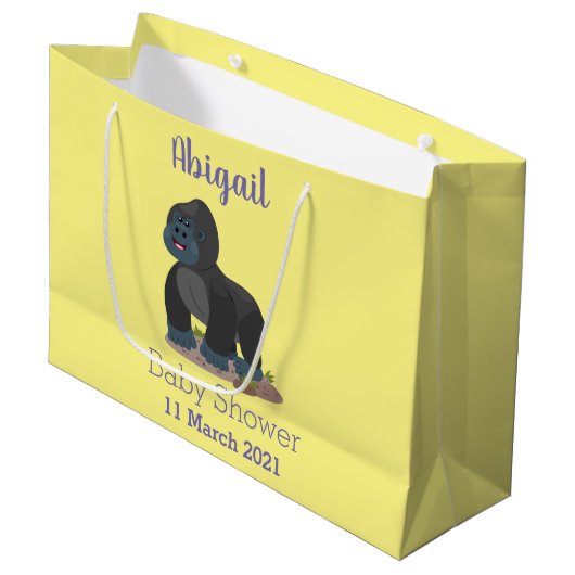 Cute happy big gorilla cartoon illustratie groot cadeauzakje (Voorkant Gekanteld)