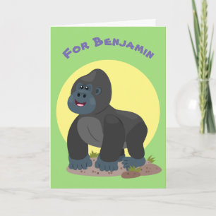 Cute happy big gorilla cartoon illustratie kaart