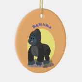 Cute happy big gorilla cartoon illustratie keramisch ornament (Rechts)