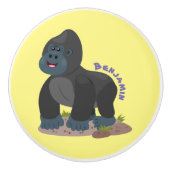 Cute happy big gorilla cartoon illustratie keramische knop (Voorkant)
