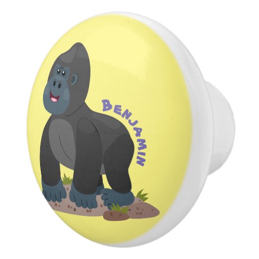 Cute happy big gorilla cartoon illustratie keramische knop (Rechts)