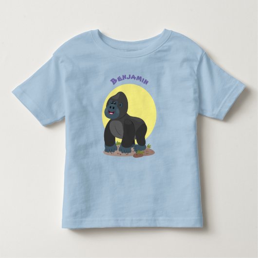 Cute happy big gorilla cartoon illustratie kinder shirts (Voorkant)