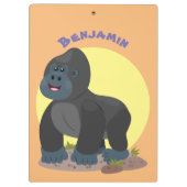 Cute happy big gorilla cartoon illustratie klembord (Achterkant)