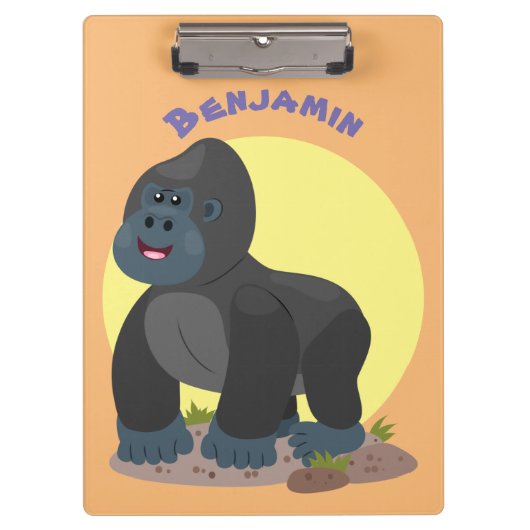 Cute happy big gorilla cartoon illustratie klembord (Voorkant)