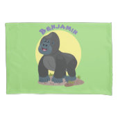Cute happy big gorilla cartoon illustratie kussensloop (Voorkant)