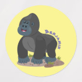 Cute happy big gorilla cartoon illustratie labels (Design 2)