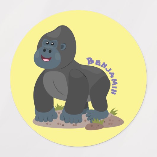 Cute happy big gorilla cartoon illustratie labels (Design 1)