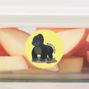Cute happy big gorilla cartoon illustratie labels