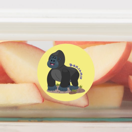 Cute happy big gorilla cartoon illustratie labels (Aangebracht)
