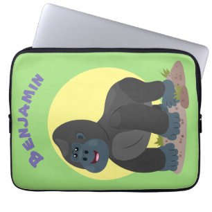 Cute happy big gorilla cartoon illustratie laptop sleeve