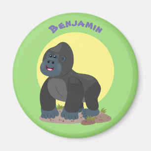 Cute happy big gorilla cartoon illustratie magneet