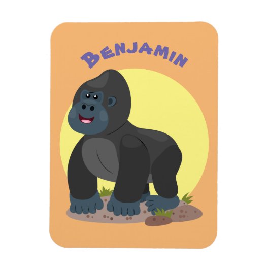 Cute happy big gorilla cartoon illustratie magneet (Verticaal)