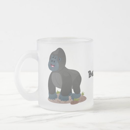 Cute happy big gorilla cartoon illustratie matglas koffiemok (Links)