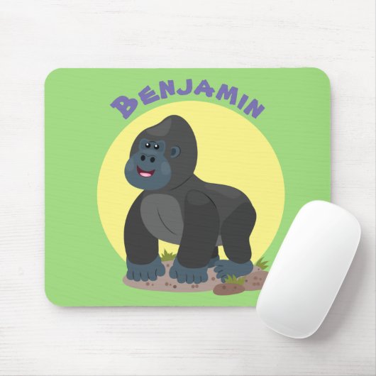 Cute happy big gorilla cartoon illustratie muismat (Met muis)