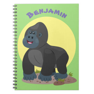 Cute happy big gorilla cartoon illustratie notitieboek