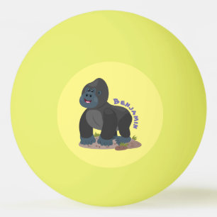 Cute happy big gorilla cartoon illustratie pingpongbal