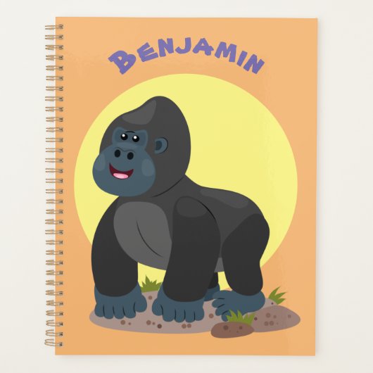 Cute happy big gorilla cartoon illustratie planner (Voorkant)