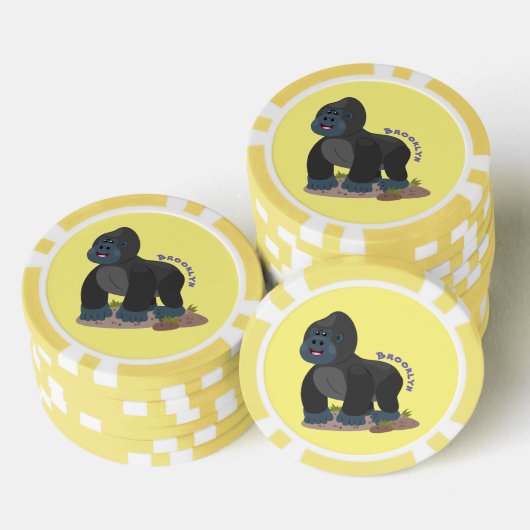 Cute happy big gorilla cartoon illustratie poker chips (Opstapeling)