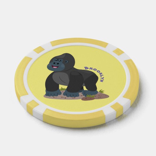 Cute happy big gorilla cartoon illustratie poker chips (Enkel)