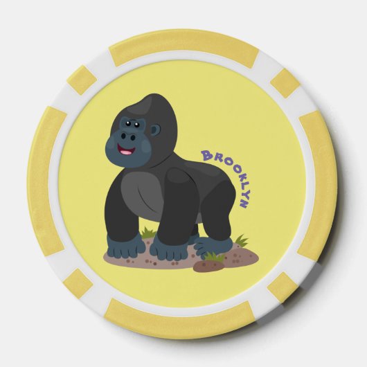 Cute happy big gorilla cartoon illustratie poker chips (Achterkant)