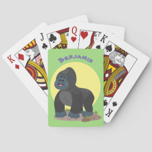Cute happy big gorilla cartoon illustratie pokerkaarten