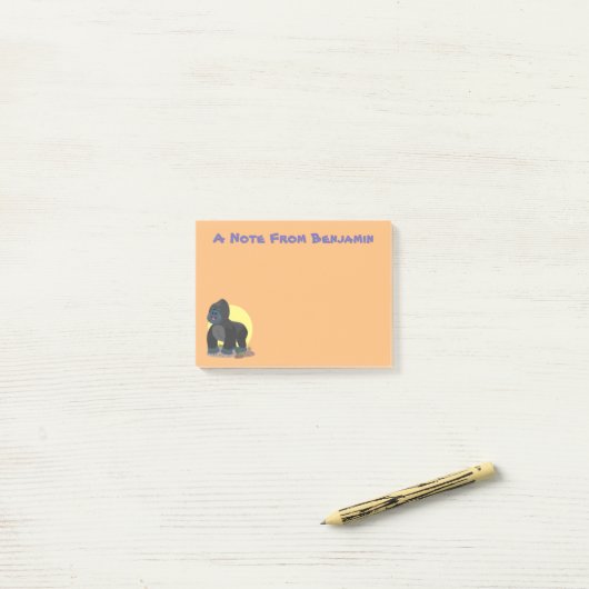 Cute happy big gorilla cartoon illustratie post-it® notes (Op bureau)