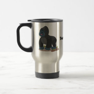 Cute happy big gorilla cartoon illustratie reisbeker