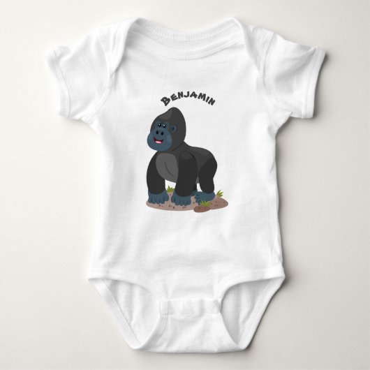 Cute happy big gorilla cartoon illustratie romper (Voorkant)