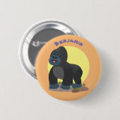Cute happy big gorilla cartoon illustratie ronde button 5,7 cm (Voorkant /achterkant)