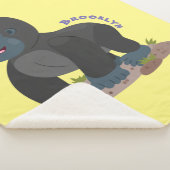 Cute happy big gorilla cartoon illustratie sherpa deken (3/4)
