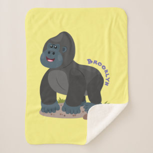 Cute happy big gorilla cartoon illustratie sherpa deken