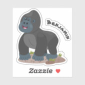 Cute happy big gorilla cartoon illustratie sticker (Vel)