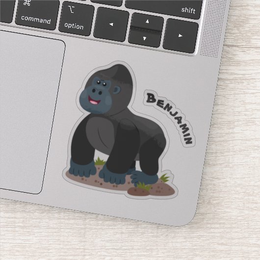 Cute happy big gorilla cartoon illustratie sticker (Detail)
