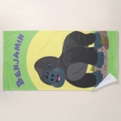 Cute happy big gorilla cartoon illustratie strandlaken (Voorkant)
