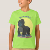 Cute happy big gorilla cartoon illustratie t-shirt (Voorkant)