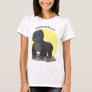Cute happy big gorilla cartoon illustratie t-shirt