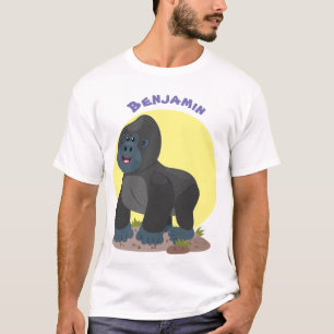 Cute happy big gorilla cartoon illustratie t-shirt