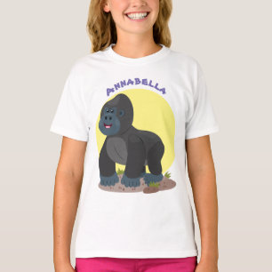 Cute happy big gorilla cartoon illustratie t-shirt