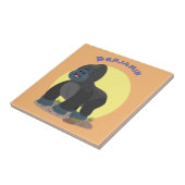 Cute happy big gorilla cartoon illustratie tegeltje (Zijkant)