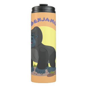 Cute happy big gorilla cartoon illustratie thermosbeker