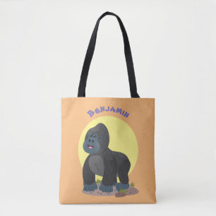 Cute happy big gorilla cartoon illustratie tote bag