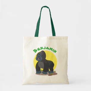 Cute happy big gorilla cartoon illustratie tote bag