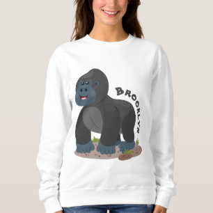 Cute happy big gorilla cartoon illustratie trui