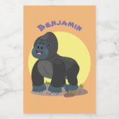 Cute happy big gorilla cartoon illustratie voedselcontainer etiket (Enkel label)