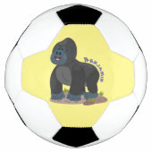 Cute happy big gorilla cartoon illustratie voetbal (Voorkant)