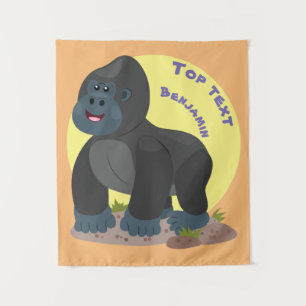 Cute happy big gorilla cartoon illustratie wandkleed