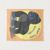 Cute happy big gorilla cartoon illustratie wandkleed (Voorkant (horizontaal))
