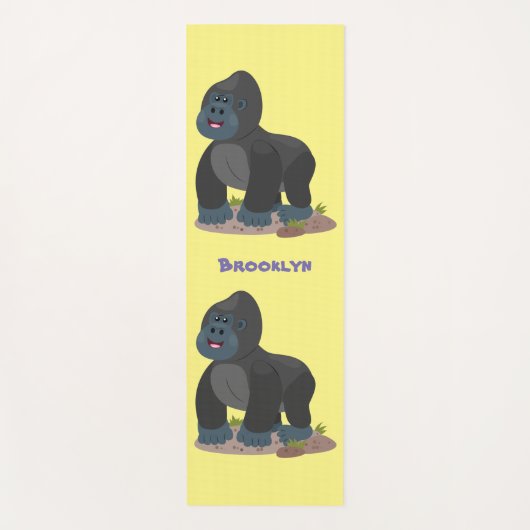 Cute happy big gorilla cartoon illustratie yogamat (Voorkant)