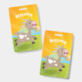 Cute happy billy cartoon badge (Voor- en achterkant)