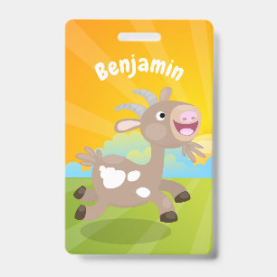 Cute happy billy cartoon badge